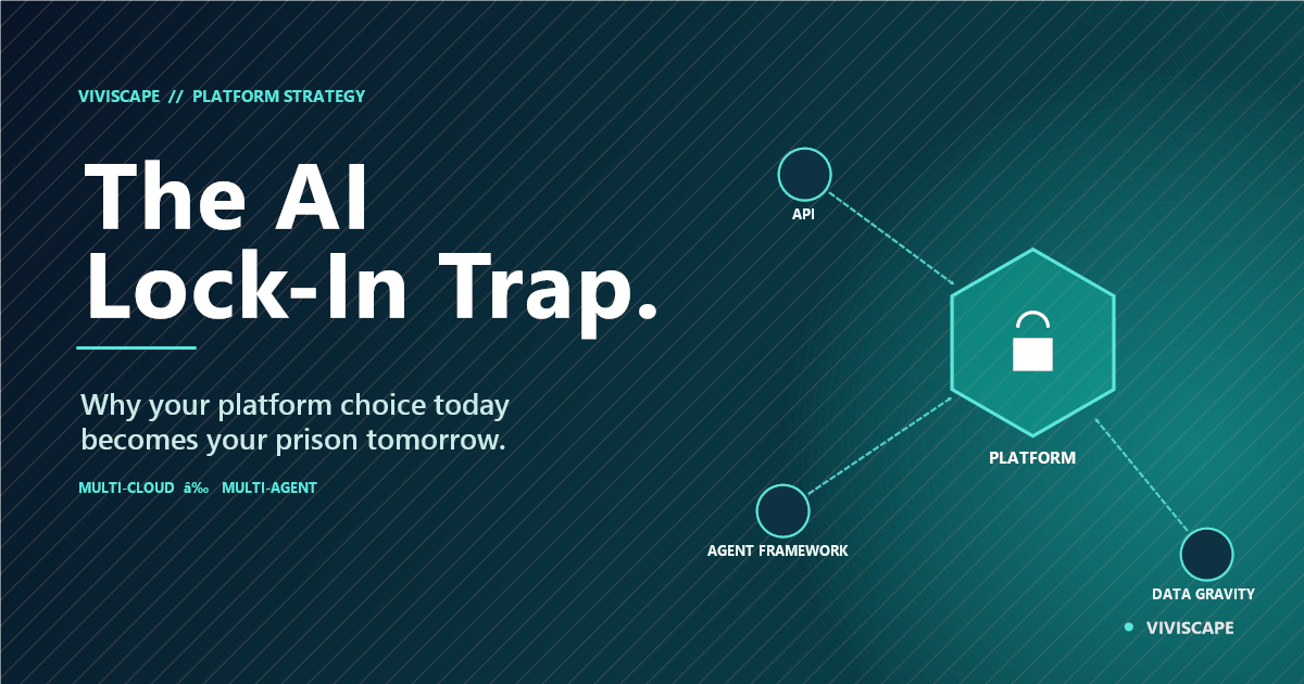 AI vendor lock-in platform strategy visualization showing 89% of enterprises using multi-cloud while agentic AI creates deeper dependencies through API lock-in, agent framework capture, and data gravity